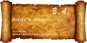 Bohák Albert névjegykártya